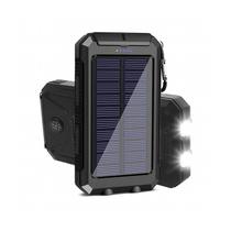 Carregador com Painel Solar Portátil Preto Power Bank 10.000 mAh Usb Tipo C Lanterna LED dupla integrada com 03 Modos