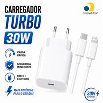 Carregador Compativel com Iphone 7 8 X XR 11 12 13 14 Cabo e Fonte 20W Turbo