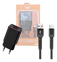 Carregador Completo Com 02 Portas Usb Cabo Móvel Tipo-c AL-7702-TY-LAR