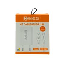 Carregador Completo Tipo C Hrebos Fonte e Cabo 1.2 A