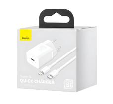 Carregador Completo Tipo C P/ Lightning 20W Turbo Super Si Branco Baseus