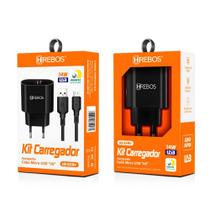 Carregador Completo Turbo 14W Micro USB V8 Hrebos HS-529V Carregador Completo Turbo 14W Micro USB V8 Hrebos HS-529V