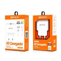 Carregador Completo Turbo 14W Micro USB V8 Lightning Tipo-C Hrebos HS-529 Carregador Completo Turbo 14W Micro USB V8 Lightning Tipo-C Hrebos HS-529