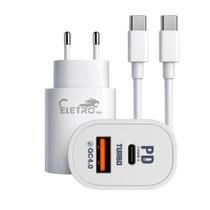 Carregador Completo Turbo 40W 9.1A Dual USB / Tipo-C e Cabo Tipo-C EL-4016-CC
