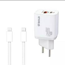 Carregador Completo Turbo 40W Duas Entradas Cabo Tipo C A'Gold CA42-5