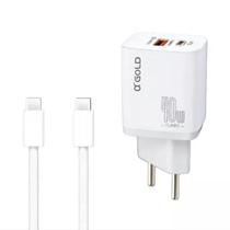 Carregador Completo Turbo 40W Duas Entradas Cabo Tipo C A'Gold CA42-5