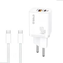 Carregador Completo Turbo 40W Duas Entradas Cabo Tipo C A'Gold CA42-5