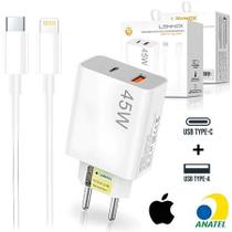 Carregador Completo Turbo Power Cabo USB Cabo Tipo C PARA LINGHTNING IOS 45W Original Lehmox