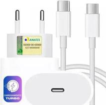 Carregador Completo UsbC 20W Compatível com iPhone15,15Pro,15Promax,16 com Fonte Turbo