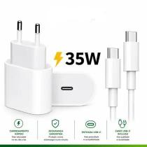 Carregador Completo UsbC 35W Compatível com iPhone15,15Pro,15Promax,16Pro,16ProMax,17 com Fonte Turbo
