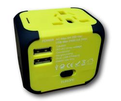 Carregador Conversor Tomada Universal Bi-volt Dual Usb - Verde