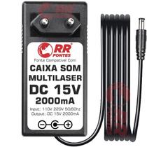 Carregador DC 15V 2000mA para Caixa Amplificada Multilaser SP395, SP396