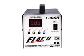 Carregador de bateria 12v/24v 10a com amperímetro digital bivolt carro e caminhoes flach f-30sr
