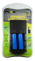 Carregador de Bateria + 2 Baterias 18650 3.7V 3800 mah Recarregavel Microfone Lanterna - FLEX