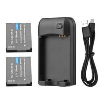 Carregador de bateria Andoer NP-6L com 2 baterias de 3,7 V 700 mAh Carregador de bateria Andoer NP-6L com 2 baterias de 3,7 V 700 mAh