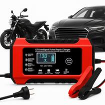 Carregador De Bateria Automotivo Auxiliar De Partida Veicular Carro Moto 12V 6 Amperes Bivolt Turbo Inteligente Com Indicador De Carga Digital Display Carregador De Bateria Automotivo Auxiliar De Partida Veicular Carro Moto 12V 6 Amperes Bivolt Turbo Inteligente Com Indicador De Carga Digital Display