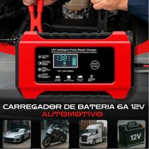 Carregador De Bateria Automotivo Auxiliar De Partida Veicular Carro Moto 12V 6 Amperes Bivolt Turbo Inteligente Com Indicador De Carga Digital Display Carregador De Bateria Automotivo Auxiliar De Partida Veicular Carro Moto 12V 6 Amperes Bivolt Turbo Inteligente Com Indicador De Carga Digital Display