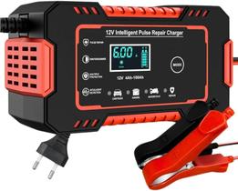 Carregador de Bateria Automotivo Intelig Bivolt 12V 6A com Display LCD Para Carros e Motos até 100Ah