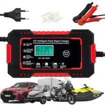 Carregador de Bateria Automotivo Inteligente Bivolt 12V 6A com Display LCD Para Carros e Motos até 100Ah