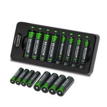 Carregador de bateria BEVIGOR 8 Bay com 8 AA 2800mAh e 8 AAA 1100mAh Carregador de bateria BEVIGOR 8 Bay com 8 AA 2800mAh e 8 AAA 1100mAh