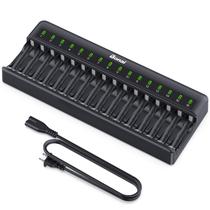 Carregador de bateria BONAI de 16 compartimentos para baterias AA AAA NiMH NiCd