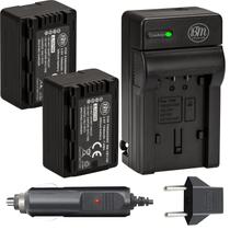 Carregador de bateria e 2 pacotes de baterias para câmera de vídeo Panasonic Carregador de bateria e 2 pacotes de baterias para câmera de vídeo Panasonic