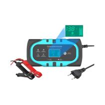 Carregador de Bateria Inteligente 12V para Carro e Motocicleta com Display LCD e Proteção