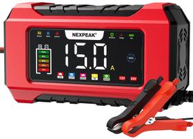 Carregador de Bateria NEXPEAK NC215 12V 24V 15A Inteligente de 9 Estágios