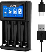 Carregador de bateria SUKAI 4 compartimentos AA AAA USB de alta velocidade