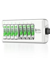 Carregador de Baterias EBL AA 2800mAh AAA 1100mAh com 8 Slots