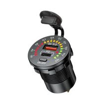 Carregador De Carro 36W PD QC 3.0 À Prova d'Água Com Voltímetro LED E Interruptor, Saída USB PD Para