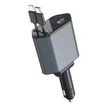 Carregador de Carro 65W 4 em 1 USB C com Display Carregamento Rápido Multiportas para Dispositivos