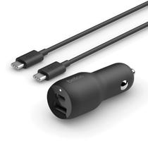 Carregador de carro Belkin 37W Dual Port Fast com cabo USB-C Carregador de carro Belkin 37W Dual Port Fast com cabo USB-C