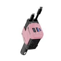 Carregador de carro BLESSOURCE 4 em 1 retrátil 66 W Fast Pink Carregador de carro BLESSOURCE 4 em 1 retrátil 66 W Fast Pink
