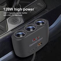 Carregador De Carro, Divisor De Energia, Carregando Adaptado Extensão Veicular Com 2 Saídas 12v 2 Us