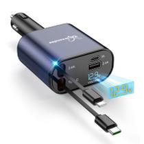 Carregador de carro DreamBee retrátil 66 W 4 em 1 com 2 portas USB Carregador de carro DreamBee retrátil 66 W 4 em 1 com 2 portas USB