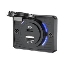 Carregador De Carro Dual PD USB À Prova d'Água, Adaptador De Carregamento Rápido 12V 24V Para Carro, Carregador De Carro Dual PD USB À Prova d'Água, Adaptador De Carregamento Rápido 12V 24V Para Carro,