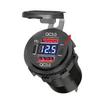 Carregador De Carro Dual Type-C Com 4 Portas USB À Prova d'Água 12V 24V Para Carro, Barco E