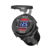 Carregador De Carro Dual Type-C Com 4 Portas USB À Prova d'Água 12V 24V Para Carro, Barco E