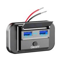 Carregador De Carro Dual USB 12/24V Com Adaptador De Painel QC3.0 PD ON/OFF Para Caminhão, Trailer E Carregador De Carro Dual USB 12/24V Com Adaptador De Painel QC3.0 PD ON/OFF Para Caminhão, Trailer E