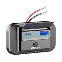 Carregador De Carro Dual USB 12/24V Com Painel Adaptador QC3.0 PD ON/OFF Para Caminhão, Trailer E