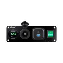 Carregador De Carro Dual USB 12V Com Painel De Soquete 4 Em 1 Com Interruptor E Voltímetro Para