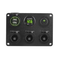 Carregador De Carro Dual USB 12V Com Plugue De Acendedor De Cigarros, Voltmeter LED E Interruptor Carregador De Carro Dual USB 12V Com Plugue De Acendedor De Cigarros, Voltmeter LED E Interruptor