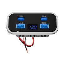 Carregador De Carro Dual USB QC3.0 PD 12/24V, Painel De Saída De Carregamento Rápido Para Caminhão,