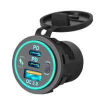 Carregador de Carro Duplo USB-C 78W - PD 3.0 e QC 3.0 à Prova D'Água