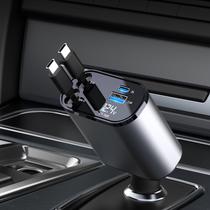 Carregador de carro EloBeth retrátil de 60 W, portas USB tipo C x2