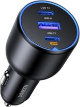 Carregador de Carro isqueiro UGREEN 130W ( 3 em 1 ) USB-C + USB-A compatível 100W 65W 45W 33W 25W