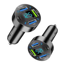 Carregador de carro KIFIDAN, adaptador USB de 4 portas com voltímetro tipo C PD