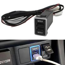Carregador De Carro LED Azul 12V 24V QC3.0 Com Interface USB Dupla Para Toyota Corolla Levin Prado Carregador De Carro LED Azul 12V 24V QC3.0 Com Interface USB Dupla Para Toyota Corolla Levin Prado