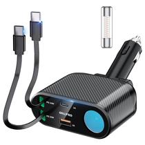 Carregador de carro OHLPRO 5 em 1 retrátil de 168 W com cabo USB C duplo Carregador de carro OHLPRO 5 em 1 retrátil de 168 W com cabo USB C duplo